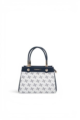 Silver Polo Beyaz - Lacivert Monogram Kadın El Çantası SP1293