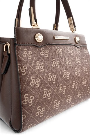 Silver Polo Kahve - Kahve Monogram Kadın El Çantası SP1292