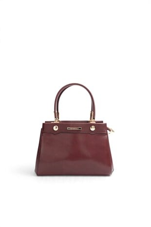 Silver Polo Bordo - Bordo Düz Cilt Kadın El Çantası SP1292