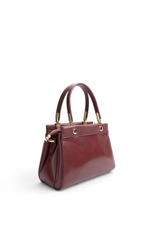 Silver Polo Bordo - Bordo Düz Cilt Kadın El Çantası SP1292