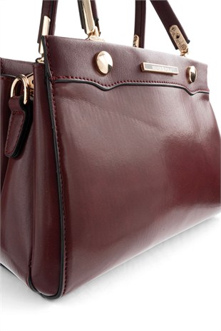 Silver Polo Bordo - Bordo Düz Cilt Kadın El Çantası SP1292