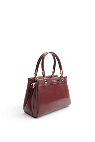 Silver Polo Bordo - Bordo Düz Cilt Kadın El Çantası SP1292