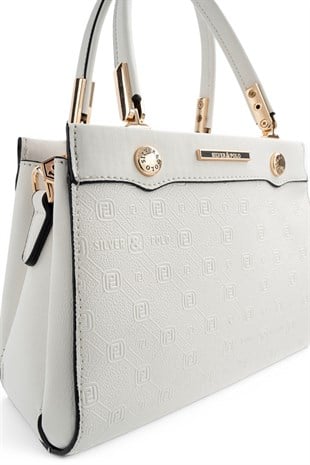 Silver Polo Beyaz - Beyaz Logolu Kadın El Çantası SP1293