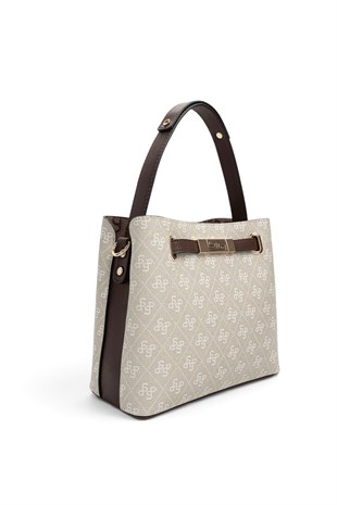 Silver Polo Taş - Kahve Monogram Kadın El Çantası SP1293
