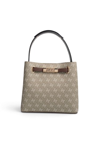 Silver Polo Y.Yeşil - Kahve Monogram Kadın El Çantası SP1293