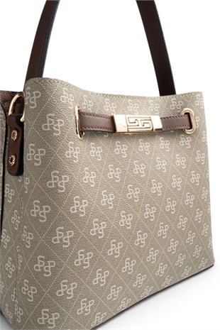 Silver Polo Y.Yeşil - Kahve Monogram Kadın El Çantası SP1293