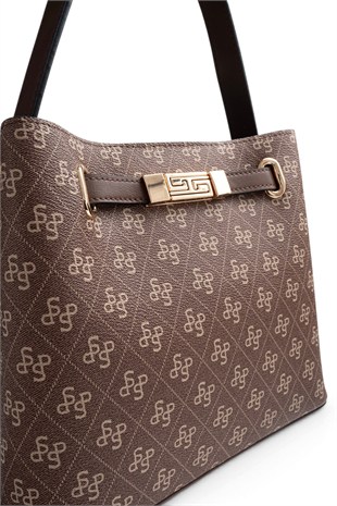 Silver Polo Kahve - Kahve Monogram Kadın El Çantası SP1293
