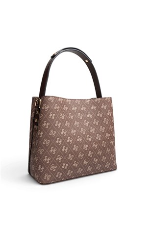 Silver Polo Kahve - Kahve Monogram Kadın El Çantası SP1293