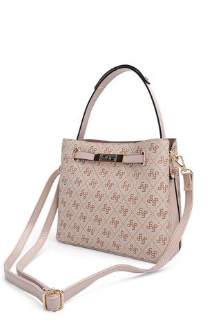 Silver Polo Pembe - Pudra Monogram Kadın El Çantası SP1293