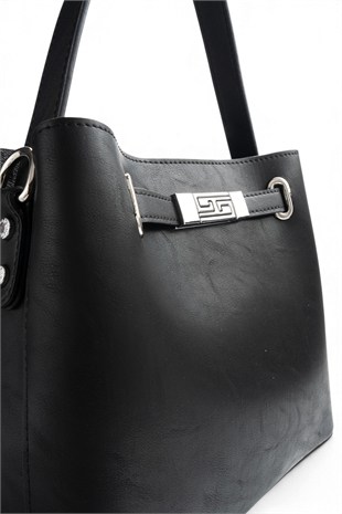 Silver Polo Siyah - Siyah Oreo Kadın El Çantası SP1293