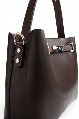 Silver Polo Kahve - Kahve Oreo Kadın El Çantası SP1293