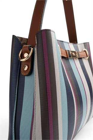 Silver Polo Mix - Taba Ekose Kadın El Çantası SP1293