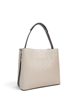 Silver Polo Bej - Kahve Logolu Kadın El Çantası SP1293