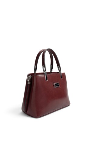 Silver Polo Bordo - Bordo Düz Cilt Kadın El Çantası SP987