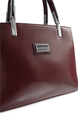 Silver Polo Bordo - Bordo Düz Cilt Kadın El Çantası SP987