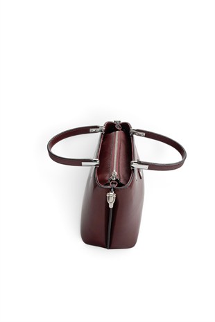 Silver Polo Bordo - Bordo Düz Cilt Kadın El Çantası SP987