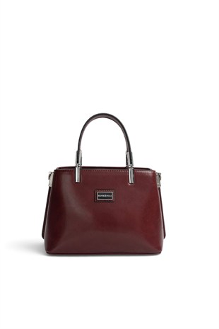Silver Polo Bordo - Bordo Düz Cilt Kadın El Çantası SP987