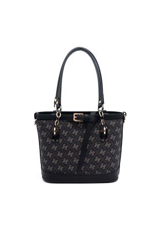 Silver & Polo SP1155 Kadın El Çantası Monogram Füme-Siyah