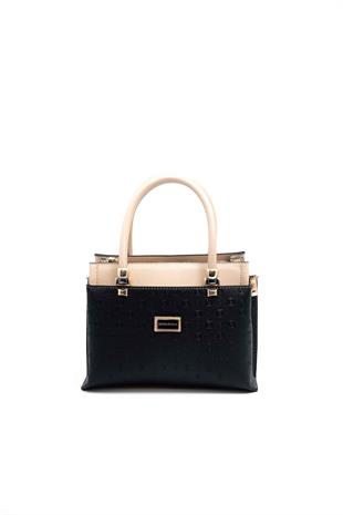 Silver & Polo SP826 Kadın El Çantası Logolu Siyah-S.Nut