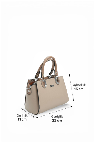 Silver & Polo SP1281 Kadın El Çantası Düz Koyu Bej-Latte