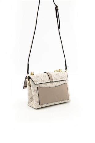Silver & Polo SP1148 Kadın Çapraz Çanta Monogram Bej-Kum