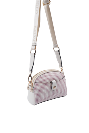 Silver & Polo SP1144 Kadın Çapraz Çanta King Desen Bordo-Kemik