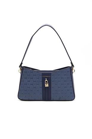 Silver & Polo SP1102 Kadın Omuz Çantası Logolu Lacivert-Lacivert