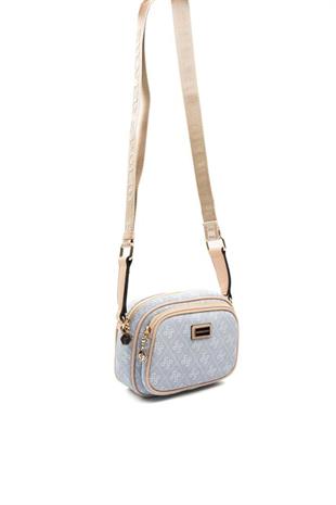 Silver & Polo SP1111 Kadın Çapraz Çanta Monogram Mavi-Ten