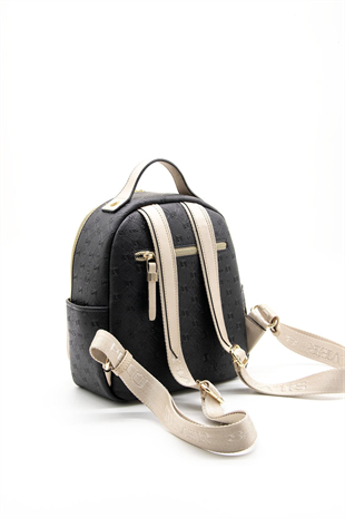 Silver & Polo SP1130 Kadın Sırt Çantası Logolu Siyah-S.Nut