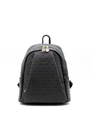 Silver & Polo SP926 Kadın Sırt Çantası Logolu Siyah-Siyah