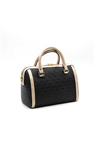 Silver & Polo SP1091 Kadın El Çantası Logolu Siyah-S.Nut