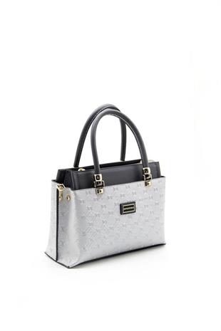 Silver & Polo SP826 Kadın El Çantası Logolu A.Gümüş-Antrasit