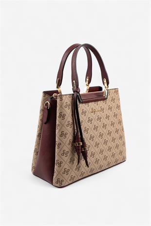 Silver & Polo Koyu Bej - Bordo SP969 Kadın El Çantası