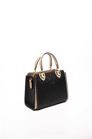 Silver & Polo SP1133 Kadın El Çantası Logolu Siyah-S.Nut