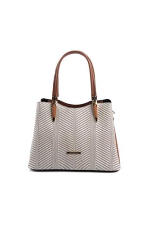 Silver & Polo SP1205 Kadın El Çantası Hasır Bej-Taba