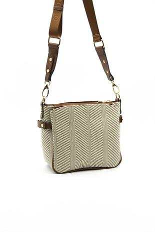 Silver & Polo SP884 Kadın Çapraz Çanta Hasır Bej-Taba