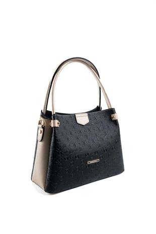 Silver & Polo SP1254 Kadın El Çantası Logolu Siyah-S.Nut