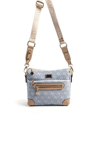 Silver & Polo SP1110 Kadın Çapraz Çanta Monogram Mavi-Ten