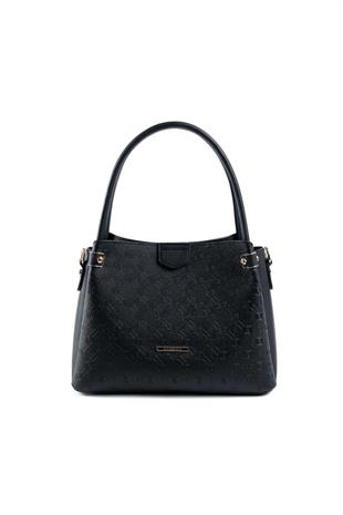 Silver & Polo SP1254 Kadın El Çantası Logolu Siyah-Siyah