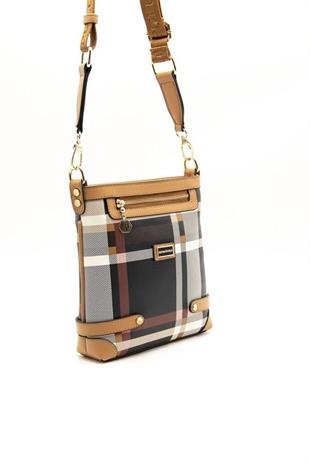 Silver & Polo SP1120 Kadın Çapraz Çanta Ekose Siyah-A.Taba