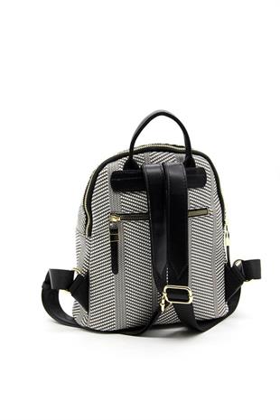 Silver & Polo SP901 Kadın Sırt Çantası Hasır Siyah Beyaz-Siyah