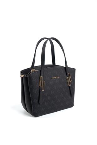 Silver & Polo SP1021 Kadın El Çantası Monogram Siyah-Siyah