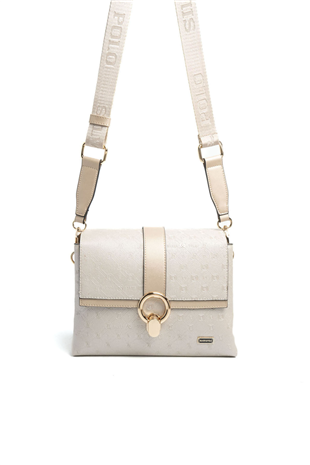 Silver & Polo SP1275 Kadın Çapraz Çanta Logolu Bej-S.Nut