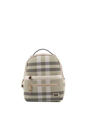 Silver & Polo SP1061 Kadın Sırt Çantası Ekose A.Yeşil-Kemik