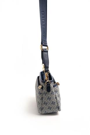 Silver Polo Gri - Lacivert Monogram Kadın Çapraz Çanta SP1184
