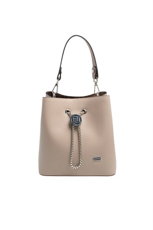 Silver & Polo SP967 Kadın Çapraz Çanta Düz Koyu Bej-Latte