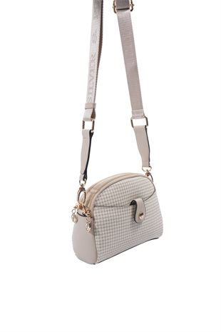 Silver & Polo SP1144 Kadın Çapraz Çanta King Desen Kum-Kum Beji