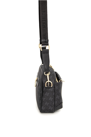 Silver Polo SP1094 Kadın Çapraz Çanta Monogram Siyah-Siyah