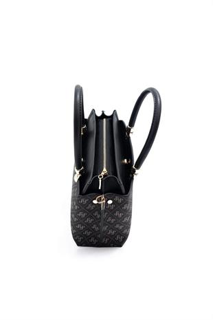Silver & Polo SP826 Kadın El Çantası Monogram Füme-Siyah