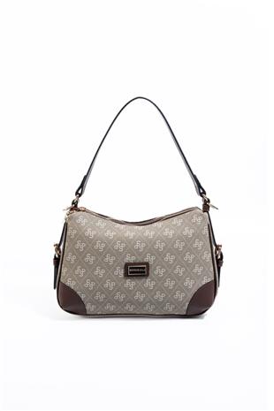 Silver Polo Y.Yeşil - Kahve Monogram Kadın Omuz Çantası SP1269